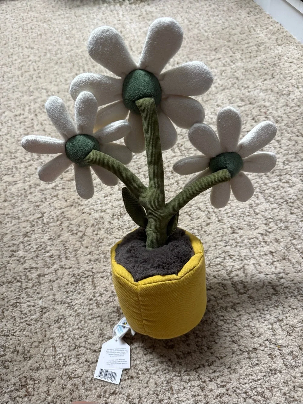 Smiling Daisy Plush Flower Pot - Yellow & White - Picture 2 of 2